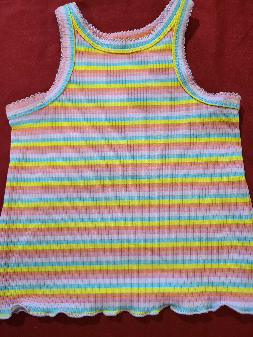 Cat & Jack Pastel Rainbow Stripe Ribbed Tank Top - Pink, Yellow, Blue, Green